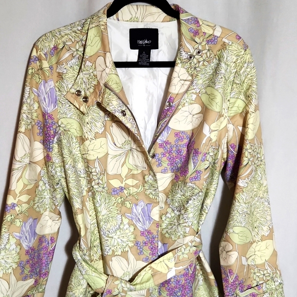 Mossimo Women's Floral Mid Length Full Zip Jacket  Large EUC!! - Picture 3 of 10